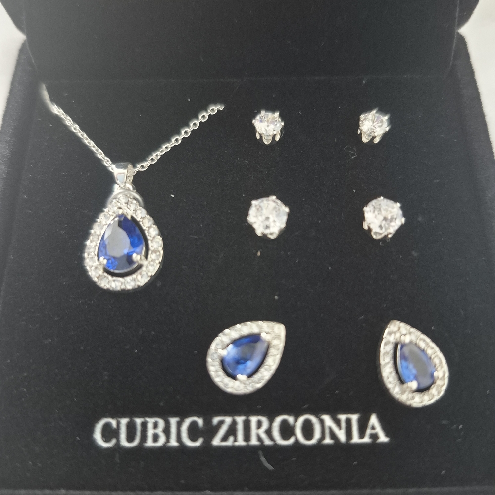Craft Fine Silver Necklace with Blue and White Stones - Picture 3 of 8